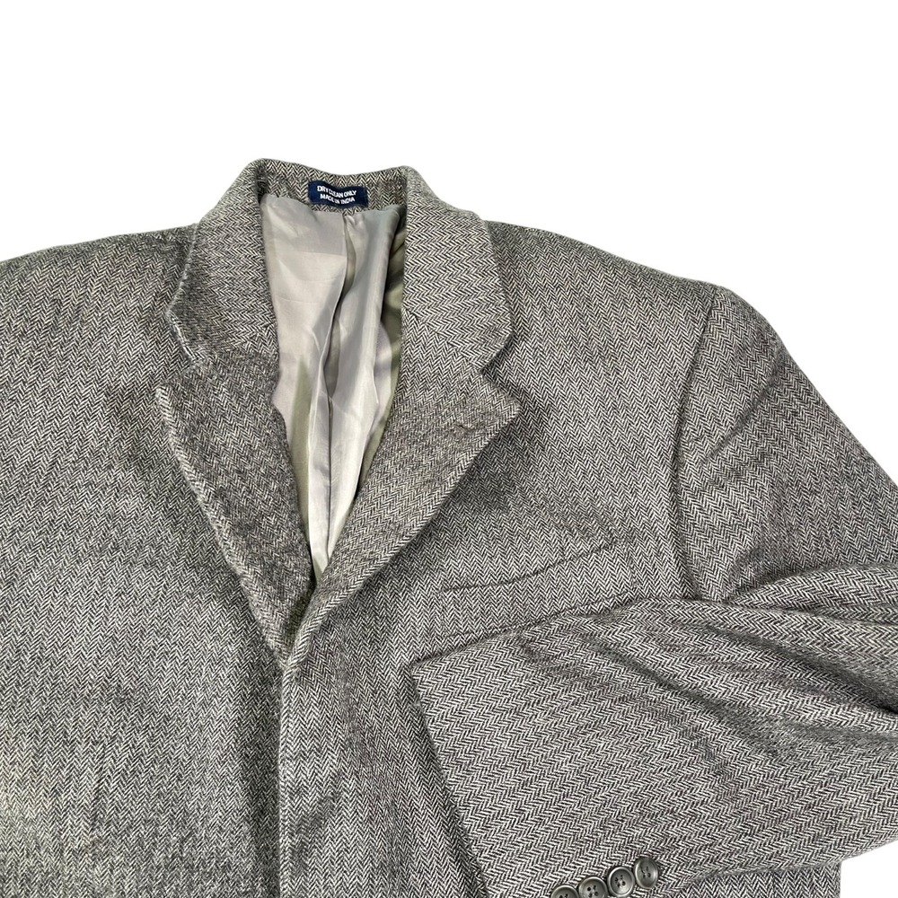 Meeting Street 44R Grey Herringbone Lambswool‎ Blazer Sport Coat Dark Academia